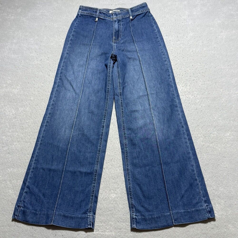 OAT New York Jean Women’s 4/27 Blue High Rise Comfort Weave Denim Wide Leg